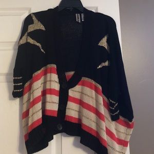 Button down quarter length sweater.